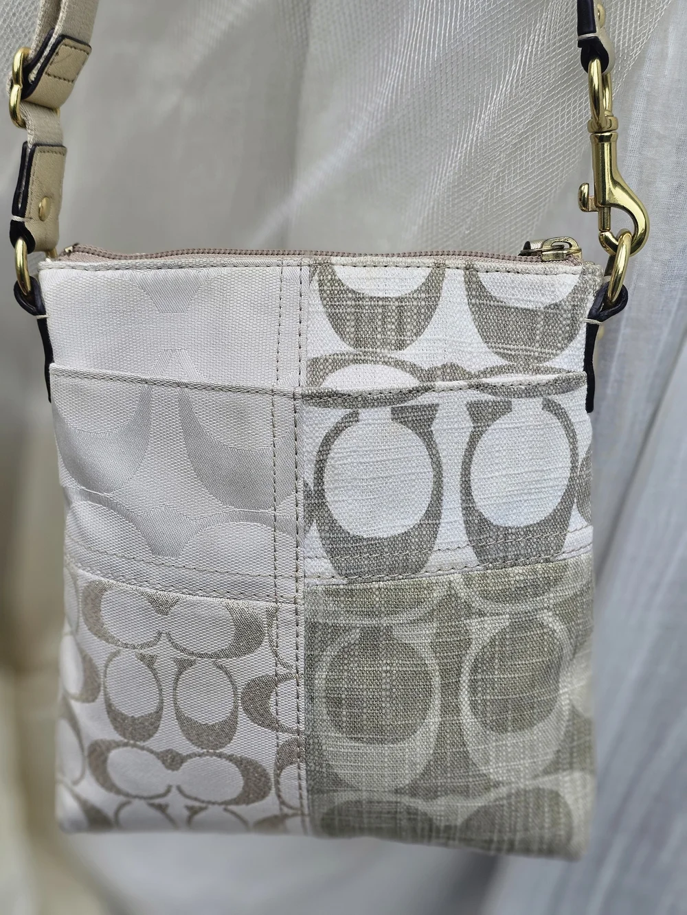 Coach Patch Patchwork Signature Crossbody Bag in Neutral Beige - Picture 10 of 16